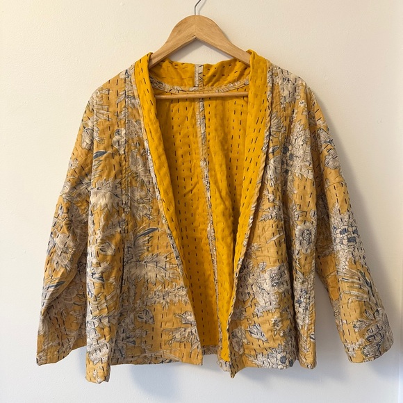 Handmade Jackets & Blazers - Handmade Kantha Quilted Kimono Jacket Made From Upcycled Cotton Saris | One Size